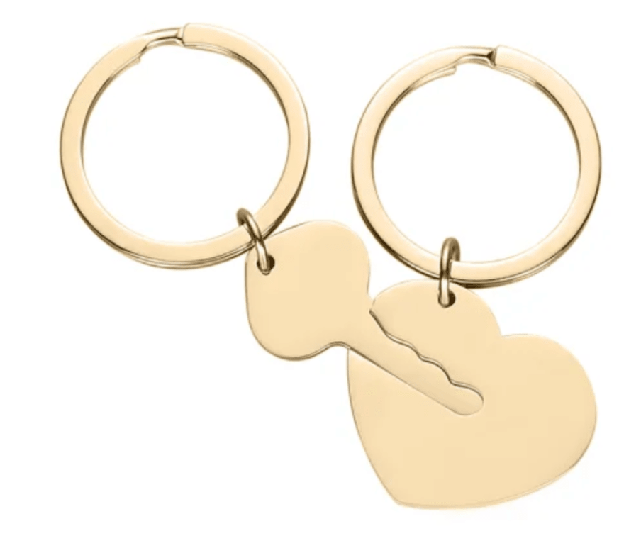 Design Your Own - Stainless Steel Heart and Key Keychain Set - Sedona Engraving Co.
