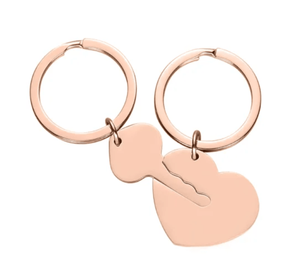 Design Your Own - Stainless Steel Heart and Key Keychain Set - Sedona Engraving Co.