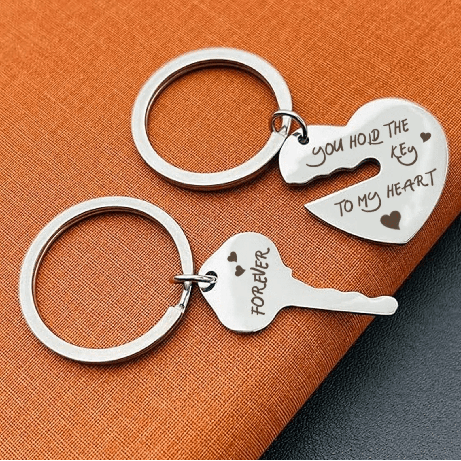 Design Your Own - Stainless Steel Heart and Key Keychain Set - Sedona Engraving Co.