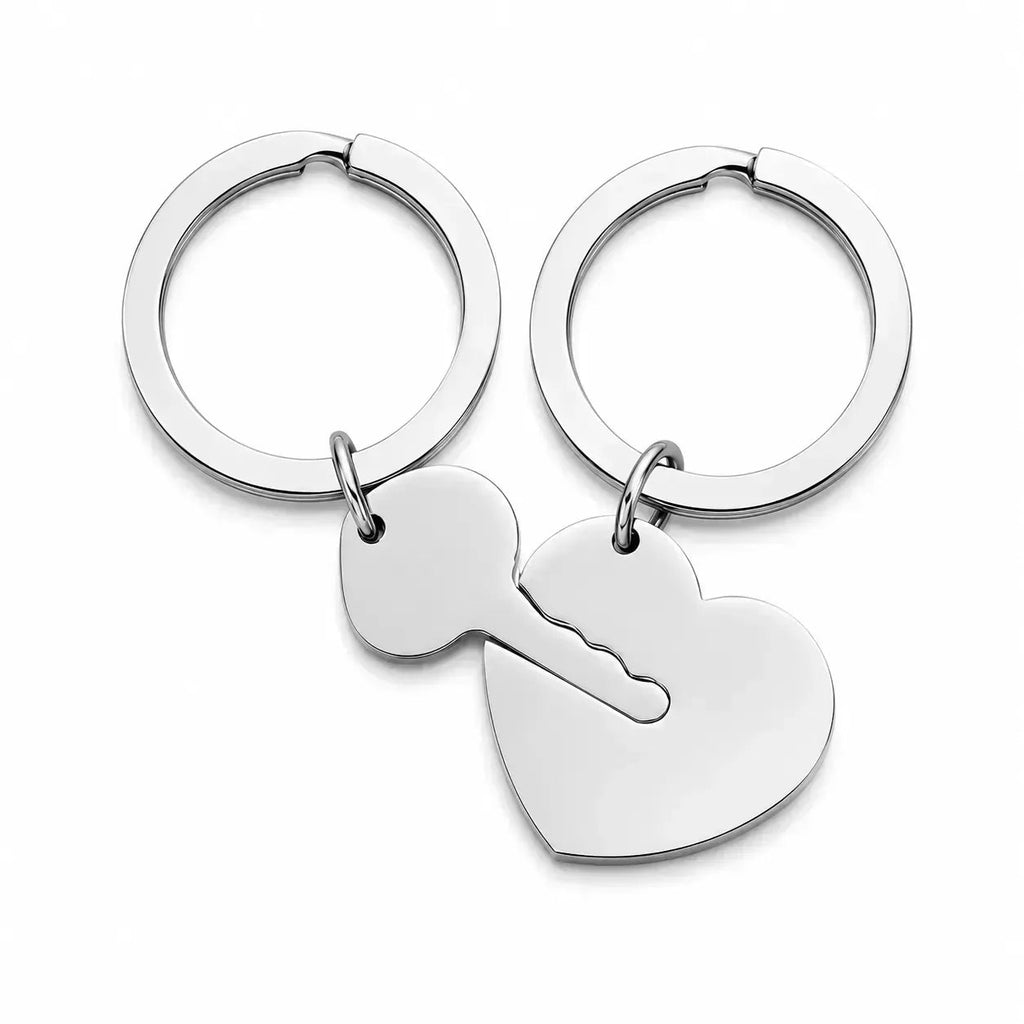 Design Your Own - Stainless Steel Heart and Key Keychain Set - Sedona Engraving Co.